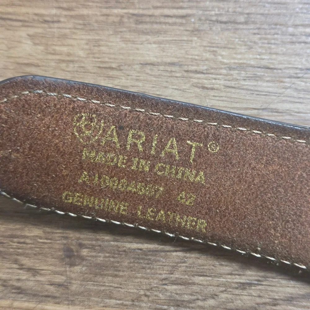 Ariat Mens Genuine Leather Western Belt 42 Floral Engraved Buckle A10004607